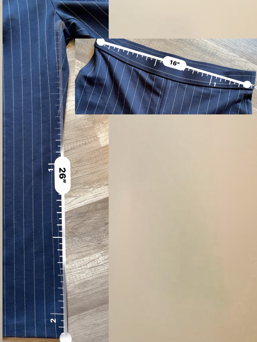 Jones New York Navy Pinstripe Wide Leg Trousers - Picture 6 of 7